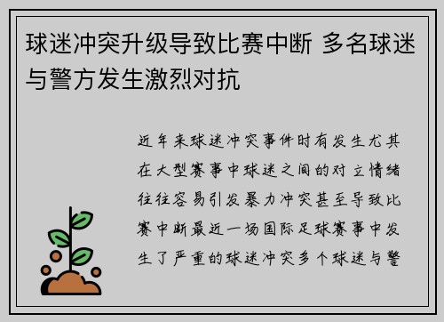 球迷冲突升级导致比赛中断 多名球迷与警方发生激烈对抗